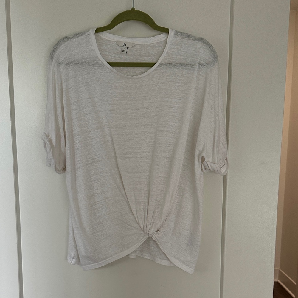 Banana Republic white linen knotted top